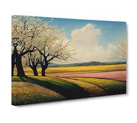 Incomparable Spring Meadow Landscape Canvas Wall Art Print Ready to Hang, Framed Picture for Living Room Bedroom Home Office Décor, 30x20 Inch (76x50 cm)