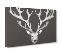 Incomparable Stag Deer Canvas Wall Art Print Ready to Hang, Framed Picture for Living Room Bedroom Home Office Décor, 30x20 Inch (76x50 cm)