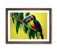 Incomparable Toucan Bird H1022 Framed Print for Living Room Bedroom Home Office Décor, Wall Art Picture Ready to Hang, Walnut A4 Frame (34 x 25 cm)
