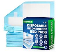 Incontinence Bed Pads 160 x 80cm - 10 Pack - XL Full Mattress Coverage - SAP Gel Core, 3 Litre Capacity, Waterproof - Disposable Bed Pads for Adults & Elderly.