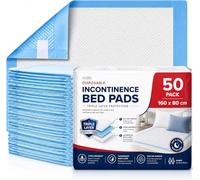 Incontinence Bed Pads 160 x 80cm - 50 Pack - XL Full Mattress Coverage - SAP Gel Core, 3 Litre Capacity, Waterproof - Disposable Bed Pads for Adults & Elderly