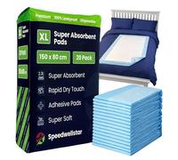 Incontinence Bed Pads Disposable Extra Large 150x80cm | 20 Pack | Super Absorbent 2300ml Leakproof Waterproof Protector for Single or Double Bed | Non-slip | By Speedwellstar