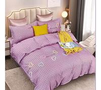 Incontinence Duvet Protector Soft and Breathable Cotton Reusable Duvet Waterproof Protector Cover with Zipper Closer & Corner Ties for Child Elder Pet. (Pink Love, Single)