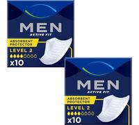 Incontinence Pads for Men Bundle, 2 Packs of Level 2, Total of 20 Active Fit 100% Discreet Mens Pads Protective Shield for Urine Leakage & Medium Bladder Weakness AFG Supplies Bundle