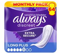 Always Discreet Long Plus Incontinence Pads 64 Pads (4 x 16 Pieces) Monthly Pack, Discreet Protection & High Absorbency, Odour-Neutralising (Packaging May Vary)