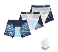 Incontinence Pants for Men, Men's Washable Urinary Incontinence Protective Boxers Briefs with Absorbent Pads ＆Front Fly, Reusable Leakproof Underwear Trunks Blue - 3 Pack,M