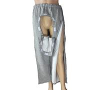 Incontinence Pants Full Open Patient Care Trousers, Patient Care Clothes for Women and Men, Nursing Aid for Elderly Dialysis and Bedridden Patients(Gray,2XL)