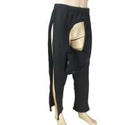 Incontinence Pants Full Open Patient Care Trousers, Patient Care Clothes for Women and Men, Nursing Aid for Elderly Dialysis and Bedridden Patients(Black,L)