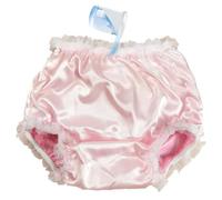 Incontinence Pull-On Plastic Pants with Odor Control High-Waisted Adult Women Soft Plastic Pants PVC Reusable Washable for Incontinence, Post-Operation,M,Pink