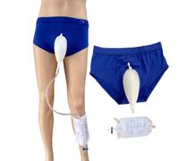 Incontinence Silicone Urine Collector Bag Underpants with Catheter Reusable Urinary Receiver Drainage Bag Shorts for Men Elderly (L)