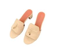 Increase Height 6.5Cm Lock Buckle One Word with Thick Heel Sandal Slippers Female Beach Slippers,Beige Grey,5.5 UK
