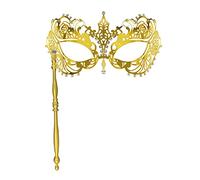 IncreDecor Masquerade Mask for Women, Shiny Halloween Metal Mask, Specially for Mardi Gras Mask Party, Venetian, Costume, Gold-2, Large