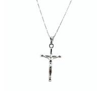 INCREDIBLE CHIC COLLECTIONS 14K Crucifix Necklace for Men and Women, Cross Necklaces, White Gold Filled, Figaro, 22 Inch Gold Plated, No Gemstone, Gold Plated, No Gemstone