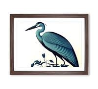 Incredible Heron Bird WHT Framed Print | A2 Walnut Framed Wall Art | Ready to Hang | Modern Animal Picture | Living Room Bedroom Lounge Office