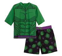 Incredible Hulk Swim Shorts + Rash Vest 2 Piece Swim Set Surf Top + Board Shorts