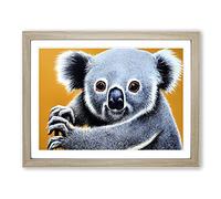 Incredible Koala Bear BLK Framed Print | A3 Oak Framed Wall Art | Ready to Hang | Modern Animal Picture | Living Room Bedroom Lounge Office