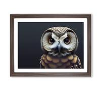 Incredible Owl Framed Print | A4 Walnut Framed Wall Art | Ready to Hang | Modern Animal Picture | Living Room Bedroom Lounge Office