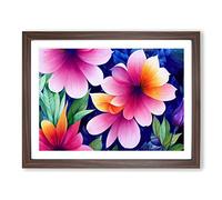 Incredible Watercolour Flowers Framed Print | A4 Walnut Framed Wall Art | Ready to Hang | Modern Floral Picture | Living Room Bedroom Lounge Office