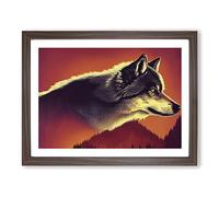 Incredible Wolf BLK Framed Print | A3 Walnut Framed Wall Art | Ready to Hang | Modern Animal Picture | Living Room Bedroom Lounge Office