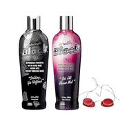 Incredibly Black & Black Bodaciously Powerful Sunbed Lotion Duo Set - 250ml Tanning Accelerator with Vitamin A E Shea Butter Coconut Oil + Sunbed Goggles