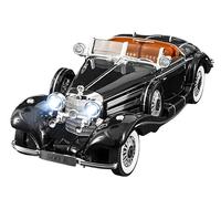 Increfunhome 1:18 Scale Classic Vintage Alloy Car Model, Die-Cast Collector's Edition with Openable Doors and Trunk, Foldable Bonnet, Engine Roaring Sound Effect, Lights and Pull-back Move (Black)