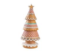 Increfunhome Decorative Gingerbread Christmas Tree, Copper and White, 15 cm, with Star Cutouts and Candy Accents (Golden Round)