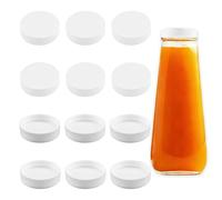 INCREWAY 12Pcs Plastic Bottle Lids, Replacement Bottle Caps for Glass Juice Bottles, Reusable Portable Lids for Juicing, Coffee, Jam, Travel Beverage Storage Containers (White, 50mm OD)