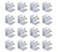 INCREWAY 16PCS Adjustable Glass Clips Kit 90 Degrees Adjustable Silver Square Glass Shelf Bracket Holder Bracket Clamp for Glass Fence Panel, Showcase, Wine Cabinet (Fit for 18-20mm Thick Glass)