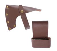 INCREWAY 1Set Axe Sheath with Belt Loop and Hatchet Holster, Genuine Leather Axe Cover Handmade Portable Protector for Camping Hatchet Storage Hunting Survival Outdoor Tools (Brown)