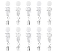 INCREWAY 20 Sets Silver Metal Tapestry Clips and White Hooks with Invisible Nails Wall Mounted Quilt Display Clips No Drilling Wall Hooks for Tapestry Display