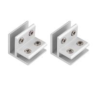 INCREWAY 2PCS Adjustable Glass Clips Kit 90 Degrees Adjustable Silver Square Glass Shelf Bracket Holder Bracket Clamp for Glass Fence Panel, Showcase, Wine Cabinet (5-8mm)