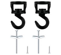 INCREWAY 2Pcs Black Swivel Ceiling Hook, 360 Degree Rotating Metal Hook for Hanging Pendant Light Wind Chime Swag Hook for Indoor Use Zinc Alloy Screw in Mount Decorative Hardware