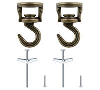 INCREWAY 2Pcs Swivel Swag Hooks, Heavy Duty Swivel Ceiling Hook, Ceiling Mounting Hooks with Hardware Screws and Toggle Wings for Hanging Plants, Chandeliers Baskets (Antique Bronze)