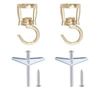 INCREWAY 2Pcs Swivel Swag Hooks, Heavy Duty Swivel Ceiling Hooks Ceiling Mounting Hook with Hardware Screws and Toggle Wings for Hanging Plants, Chandeliers Baskets (Gold)