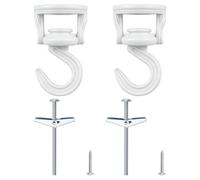 INCREWAY 2Pcs White Swivel Ceiling Hook, 360 Degree Rotating Metal Hook for Hanging Pendant Light Wind Chime Swag Hook Zinc Alloy Screw in Mount Decorative Hardware