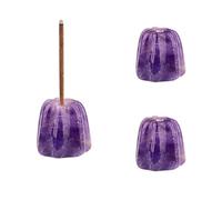 INCREWAY 3 Pcs Amethyst Crystal Incense Holder Stick Burner, Natural Stone Meditation Yoga Spiritual Zen, Home Decor, Gift for Lover, Geometric Minimalist（Flower-Shaped）