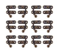 INCREWAY 30 Pack Antique Latch Buckle Hook Hasp with 120pcs Screws, Decorative Left Right Chest Hasp Catch Lock Clasp for Drawer Cabinet Jewelry Wooden Case Box, Bronze Tone