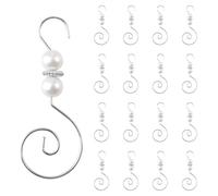 INCREWAY 30 PCS Ornament Hooks Silver S-Shaped Hangers Hook Swirl Christmas Tree Hanger Metal Hooks with Artificial Pearl
