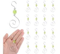 INCREWAY 30PCS Christmas Ornament Hooks with Four Leaf Clover Bead, S-Shaped Decorative Hangers Silver Metal Wire Green Acrylic Beads for Christmas Tree Decorations Party Crafts Door Frame