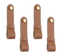 INCREWAY 4Pcs Leather Curtain Rod Holder, PU Leather Hanging Strap Bracket, Rod Brackets for Decorative Boho Style Wall Fixture Curtain Poles Display Home Decor (Brown)