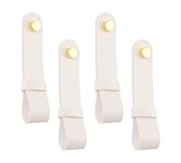 INCREWAY 4Pcs Leather Curtain Rod Holder, PU Leather Hanging Strap Bracket, Rod Brackets for Decorative Boho Style Wall Fixture Curtain Poles Display Home Decor (White)