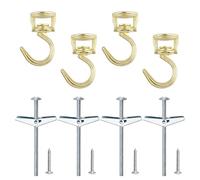 INCREWAY 4Pcs Swivel Swag Hooks, Heavy Duty Swivel Ceiling Hooks, Ceiling Mounting Hook with Hardware Screws and Toggle Wings for Hanging Plants, Chandeliers Baskets (Gold)