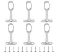 INCREWAY 6PCS Silver Zinc Alloy Oval Closet Rod Ceiling Bracket Middle Mounting End Flange Holder Adjustable 85-120mm Height for Curtain Rods and Clothes Rails (Full-pass)