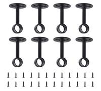 INCREWAY 8PCS Heavy Duty Curtain Rod Holder, Ceiling Curtain Rod Bracket, Ceiling Mount Bracket Pipe Flange, Closet Rod Holder Supports Fit for 16mm Poles (Black)