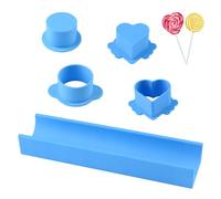 INCREWAY Blue Heart & Round Cake Mold 5 PCS with 9 Inch Tray - 3D Printed Cake Pop Cutter & Pusher Shapes Press Baking Molds for Home Birthday Parties Wedding Desserts
