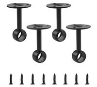 INCREWAY Ceiling Curtain Rod Bracket, 4PCS Heavy Duty Curtain Rod Holder, Ceiling Mount Bracket Pipe Flange, Closet Rod Holder Supports Fit for 16mm Poles, Black
