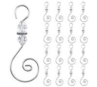 INCREWAY Christmas Ornament Hooks, 30Pcs Christmas Decoration Hanger Hooks S-Shaped Hangers Hook Ornament Metal Hooks with Crystal Round Bead, Silver