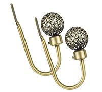 INCREWAY Curtain Hook, 2 Pcs Metal Hollow Ball U Shape Wall Window Hooks With Screws Curtain Tieback Holdback (Antique Bronze)