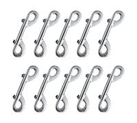 INCREWAY Double Ended Bolt Snap Hook, 10Pcs Zinc Alloy Metal Chain Clips Lightweight Trigger Chain Clips for Pet Feed Bucket Key Chain, Silver