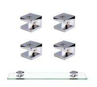 INCREWAY Glass Shelf Clamp, 4PCS Solid Brass Shelf Holder Bracket Support Wall Mount No-Drill-on-Glass Fixed Panel for 5-8mm Thickness Glass, Bright Chrome